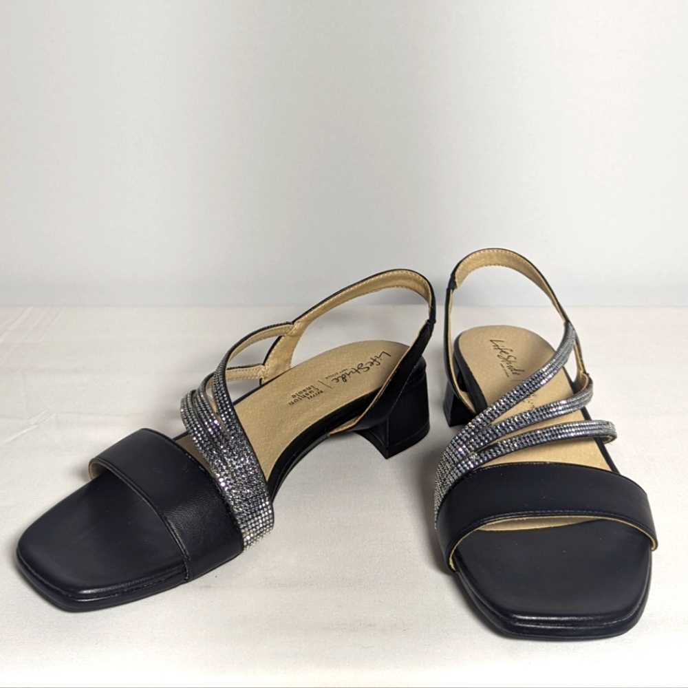NEW Life Stride Womens Joy Sandal Rhinestone Black 8 Wide
